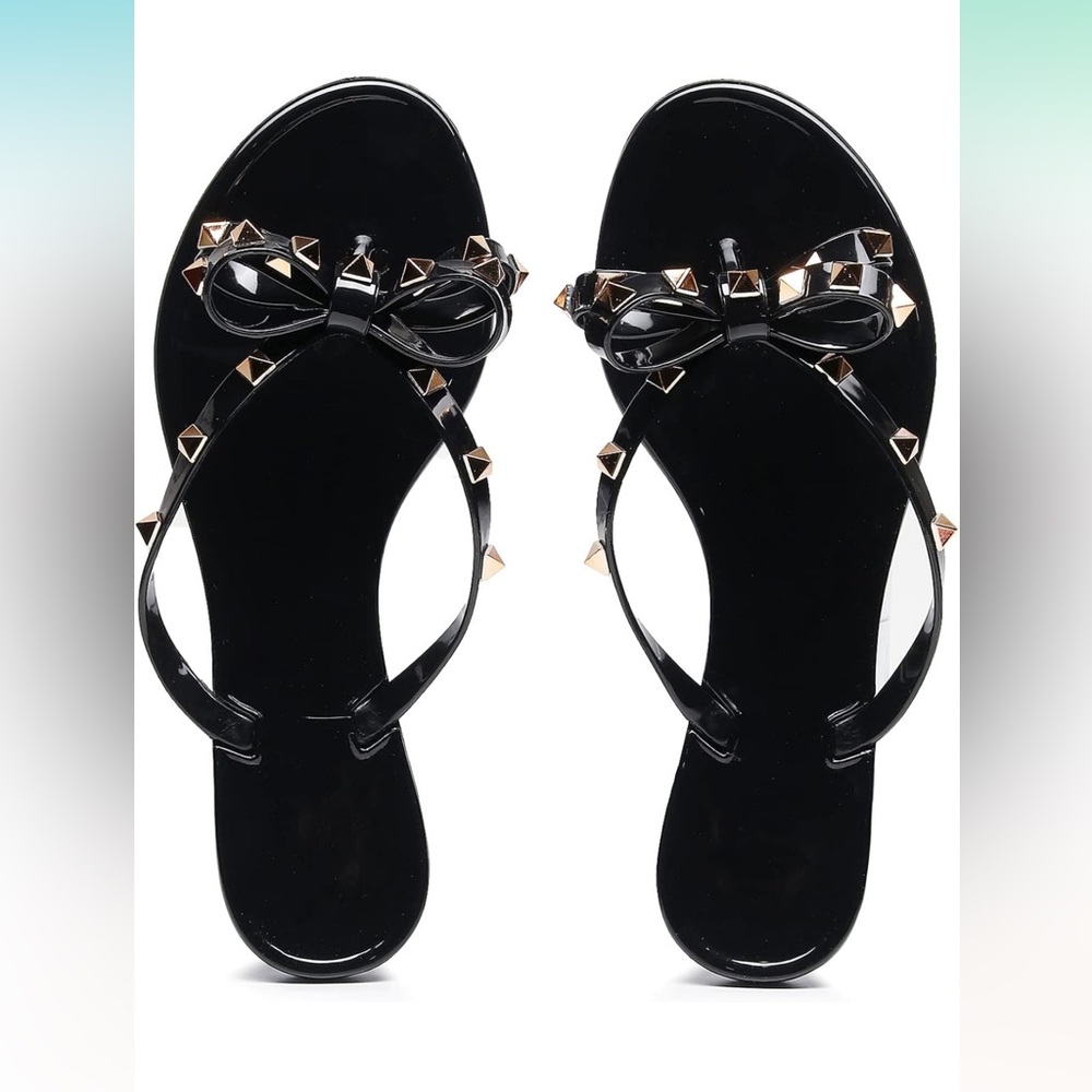 NWOTRock Stud Flip Flops | black